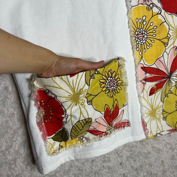 Patchwork Top‎ Floral Print Sleeveless White Crew Neck Fashion Top - Picture 4 of 7